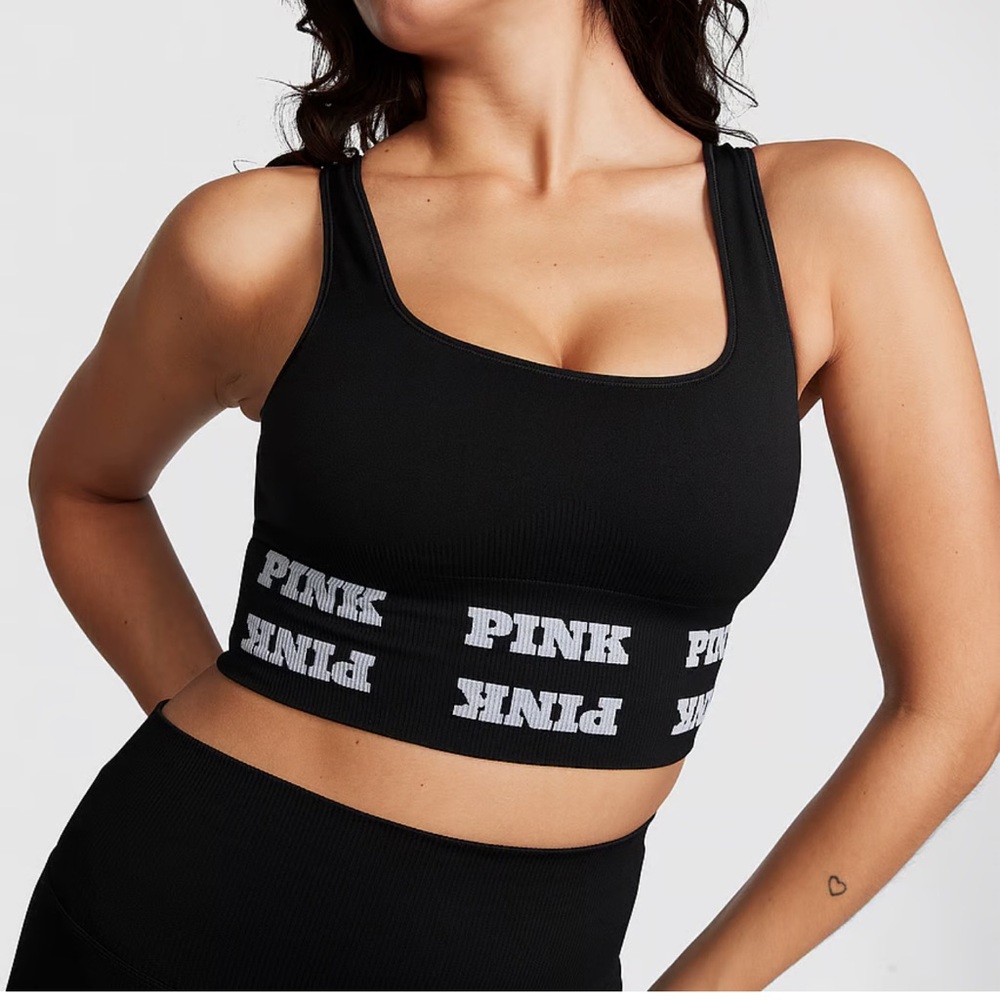 PINK Victoria's Secret Black Seamless Sports Bra